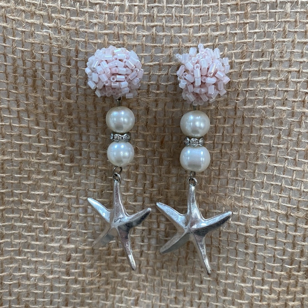 Starfish & Pom Pom Earrings